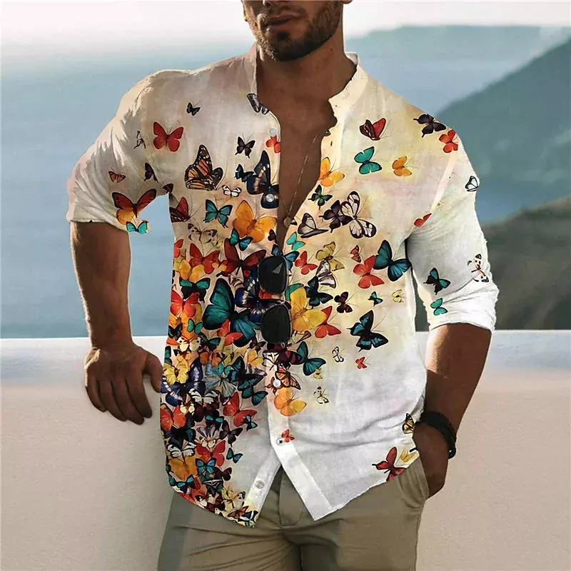 Camisa deportiva con solapa para hombre, Top de manga larga con botones, estilo informal, a la última moda, primavera y verano, 2023
