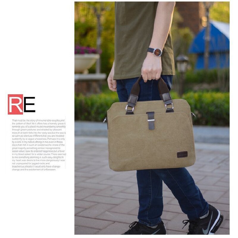 Портфель мужской холщовый, Модный саквояж на плечо, сумка-мессенджер большой вместимости, деловой чемоданчик для ноутбука 13 дюймов
