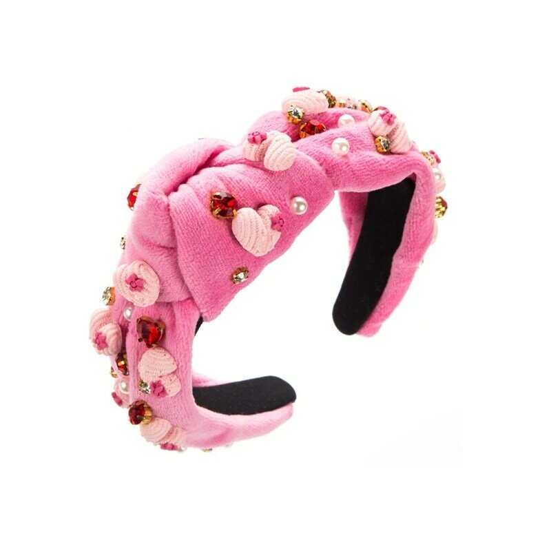 Valentinstag Strass Stirnbänder für Frauen rosa Strass Kristall geknotet Stirnband Valentinstag Haarschmuck
