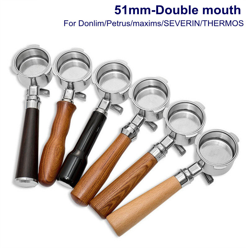 51mm 2 Spout 3 Ears Stainless Steel Coffee Portafilter Filter Holder for Donlim/Petrus/maxim/Derlla Espresso Machine Accessory