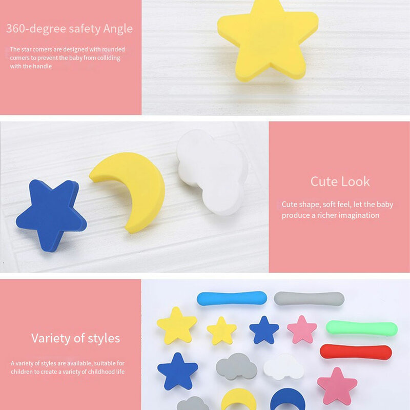 Bergaya bentuk bintang laci tombol untuk anak-anak dekorasi kamar pemasangan mudah anak-anak laci tombol