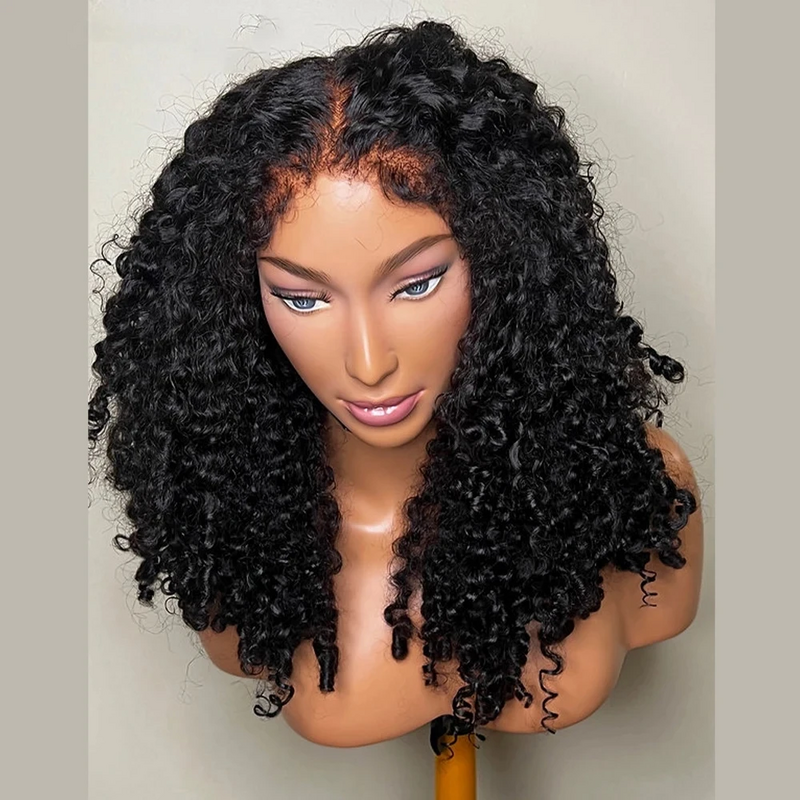 Glueless Curly Lace Front Wig para mulheres negras, cabelo de bebê Kinky, pré-arrancado, resistente ao calor, 180 Densidade, 26 in