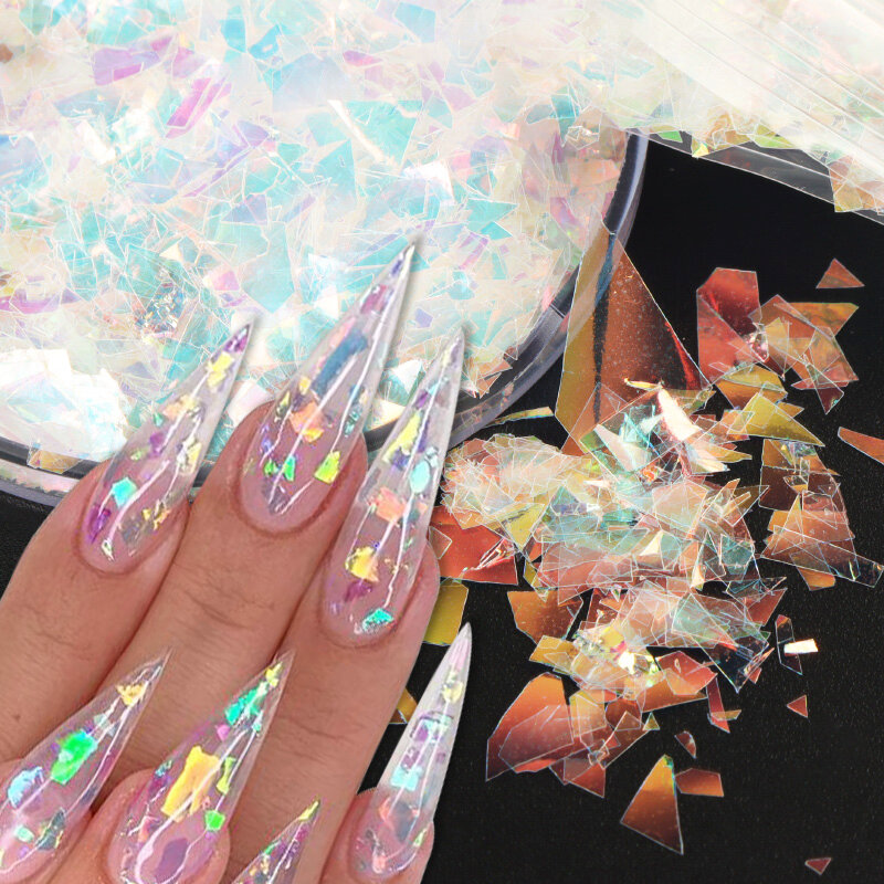 10g holograficzny AB paznokci Glitter płatki powłoki świecący cekiny nieregularne błyskotka DIY żel polski Manicure paznokci dekoracje artystyczne