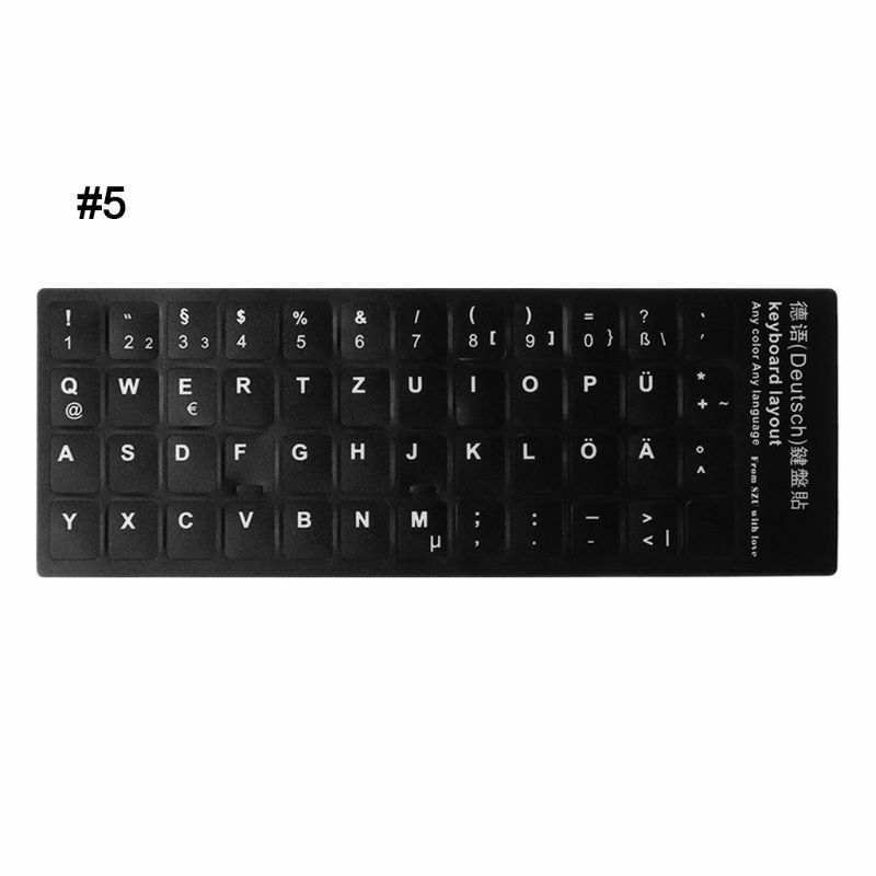 Durable Russian/French/Spanish/Japanese/German/Arabic/Korean/Italian Keyboard Language Sticker Black White Drop Shipping