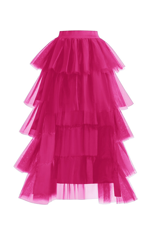 Fatapese wysoki niski spódnica z tiulu z falbanami asymetryczna spódnica na studniówkę Punk tiul suknia pod halką w stylu Casual, imprezowa strój