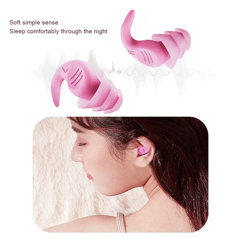 Sleep Earplugs Soft Silicone Soundproof Ear Protection Earplugs Silicone Noise Reduction Anti-noise Swimming Waterproof Plug