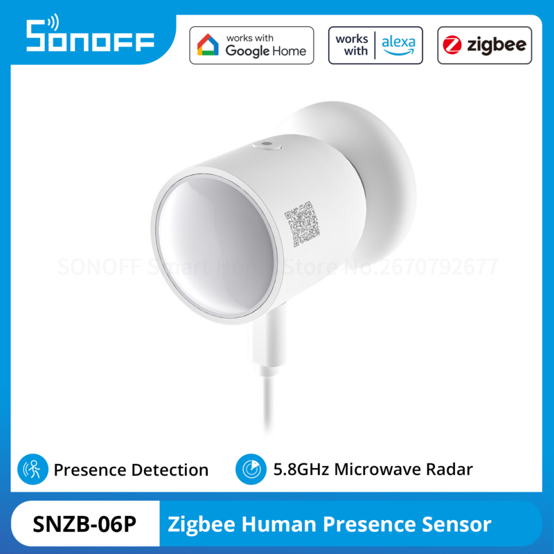 Sonoff-zigbee人体圧センサー、スマートホーム、光検知、電子レーダー、エラーインク、alice、alexa、Google、SNZB-06Pで動作