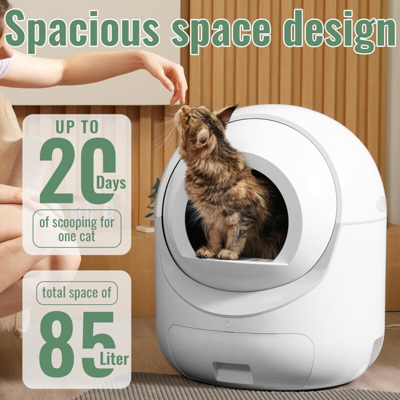 Self Cleaning  Litter Box - 85L Extra Large Automatic for Multiple Cats, Anti-Pinch/Odor-Removal