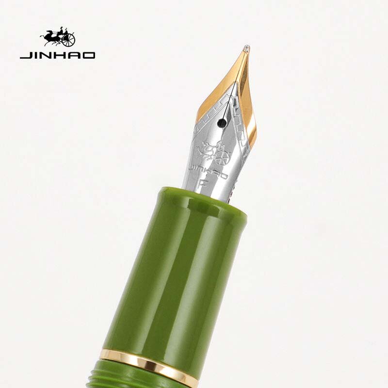 Jinhao-pluma estilográfica de Tinta acrílica, pluma estilográfica de color dorado, EF F Nib Elegante, suministros escolares de oficina y negocios, pluma de escritura, 82