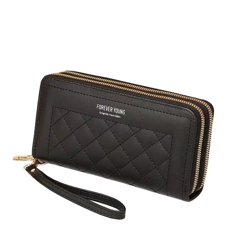 Damska torba na telefon komórkowy z portfel z dwoma zamkami błyskawicznymi dużą pojemnością torba na karty portmonetka