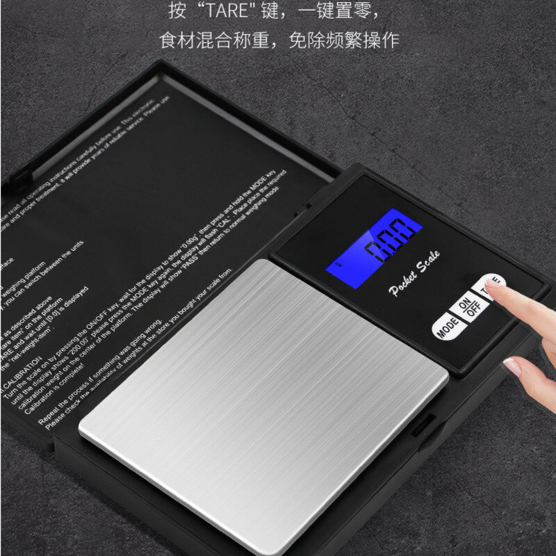 Mini escala eletrônica de aço inoxidável bolso digital notebook escala jóias ouro grama balança peso portátil ferramenta cozinha