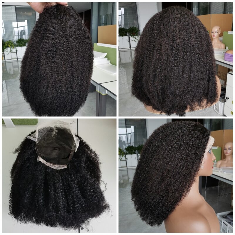Perruque Brésilienne Naturelle Bouclée, Cheveux Crépus, Afro, 13x4, Prêt à vitation, Densité 250%, pour Femme