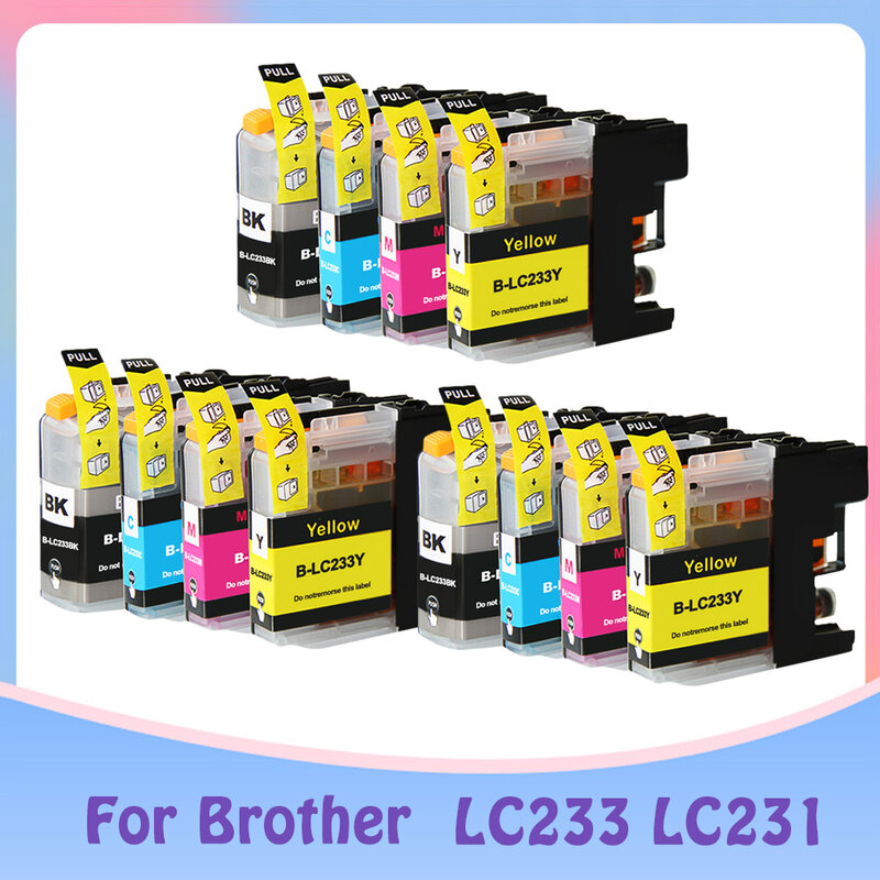 Cartucho de tinta compatível completo para Brother, LC233, DCP-J562DW, MFC-J480DW, J680DW, J880DW, J4620DW, MFC-J5720DW, MFC-J5320DW, DCP-J4120DW