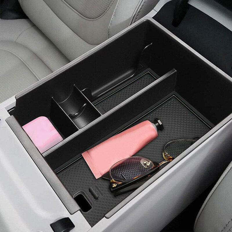 Car Auto Front Center Console Armrest Storage Box Organizer Tray Black Fit for Hyundai Tucson Santa Cruz 2022