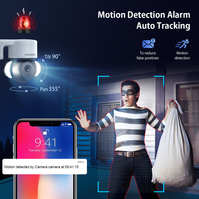 INQMEGA-cámara IP inteligente Tuya PTZ de 5mp, dispositivo de vigilancia con WiFi, CCTV de seguridad para el hogar, para Patio y mascotas