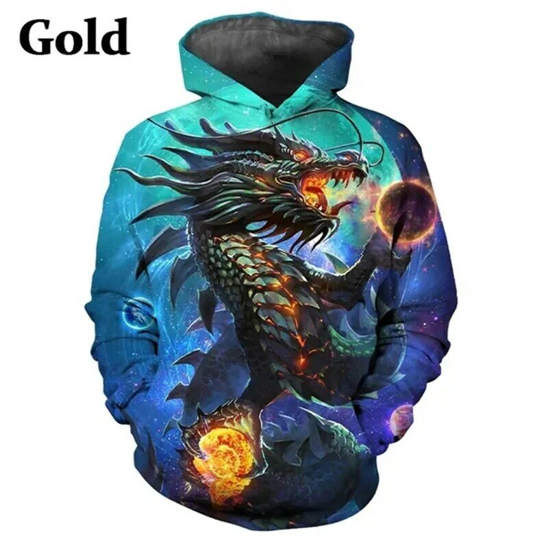 New 3D Dragon Printed Hoodies For Men Mythological Animals Graphic Sports Sweatshirts Kids Tops Fashion Pullover Harajuku Hoodie