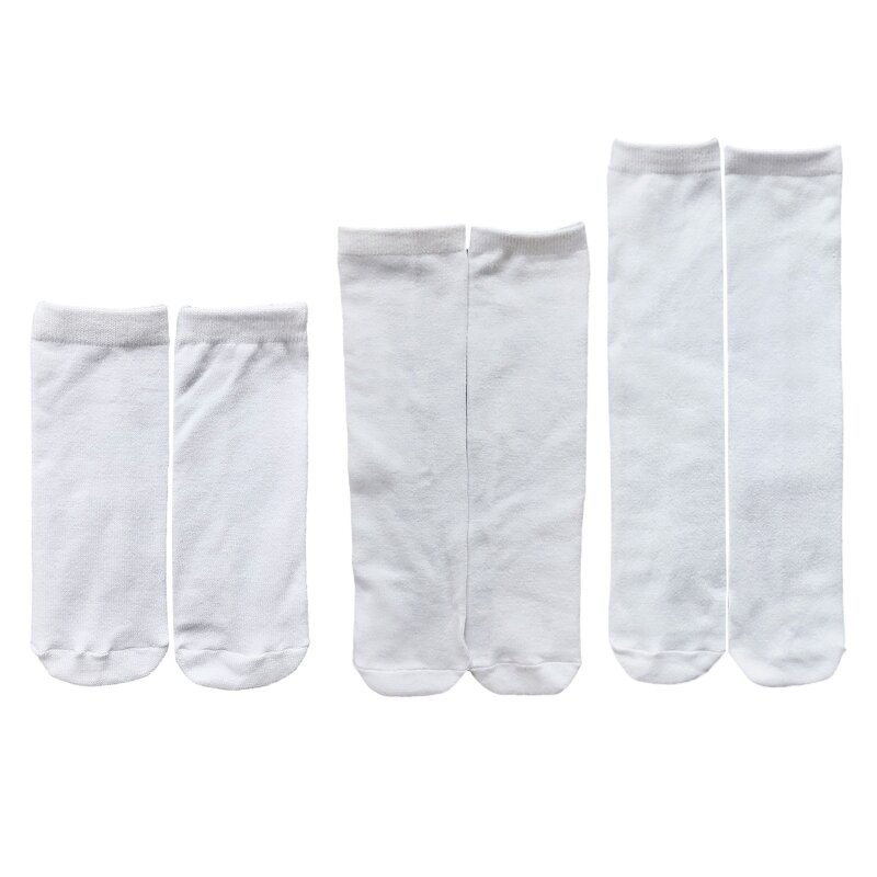 5 paia calzini vuoti per sublimazione stampa fai da te trasferimento calore Tubbe calzino per sublimazione calzini bianchi