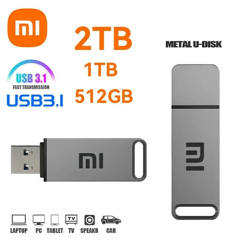 샤오미 오리지널 USB 3.1 플래시 드라이브, 고속 펜 드라이브, 금속 방수, C타입 USB 메모리, 컴퓨터 저장 장치, 2TB, 1TB