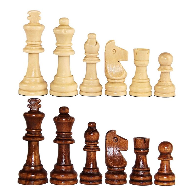 Estatueta do rei do xadrez de madeira Tournamen, jogo do xadrez da palavra, jogadores internacionais padrão, peões do entretenimento, 32pcs, 2,2"