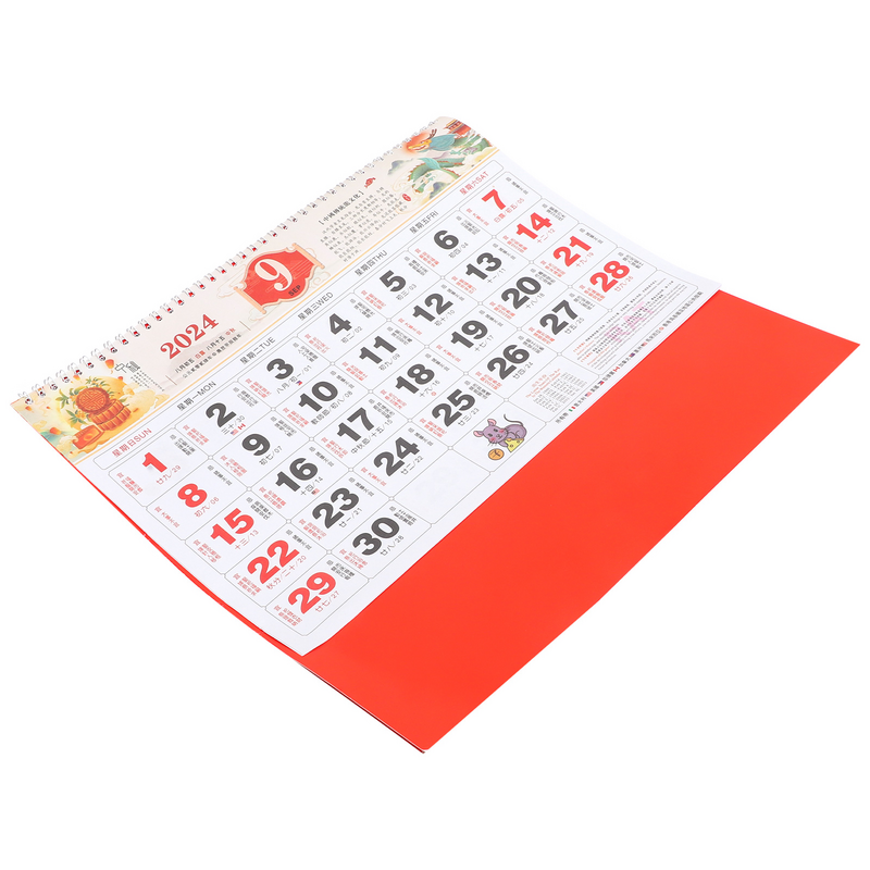 Traditionele 2024 Hangende Kalender Heldere Gedrukte Wandkalender Delicate Kantoormuurkalender