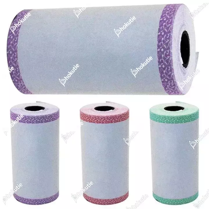 3 Rolls Color Thermal Paper Mini Printer Paper Rolls 57 * 30 Color Edge Sticky Self-adhesive for Paperang P1 Peripage A6/A8