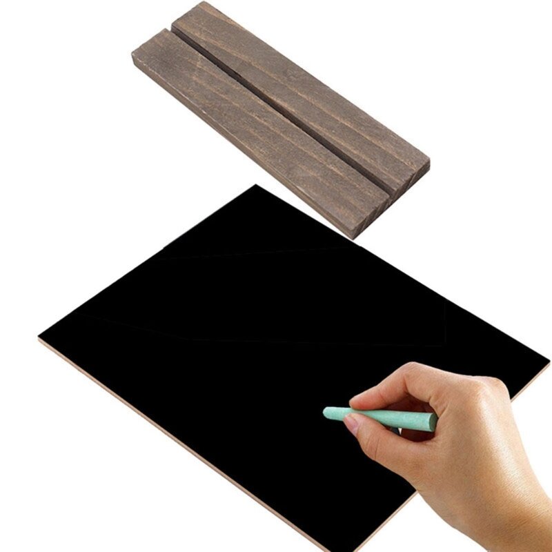 Cartello da tavolo in legno riutilizzabile, lavagna, supporto per cartello bianco su lato, per ufficio, casa, negozio,