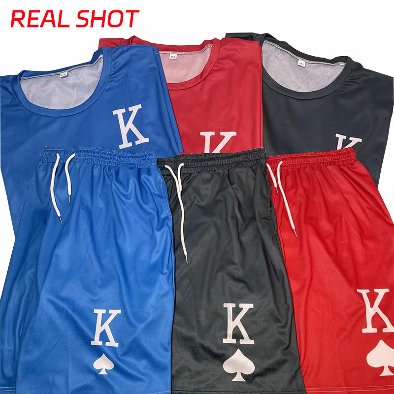 Conjunto de camiseta y pantalones cortos Y2K para hombre, ropa informal con estampado Digital de letras K, de verano