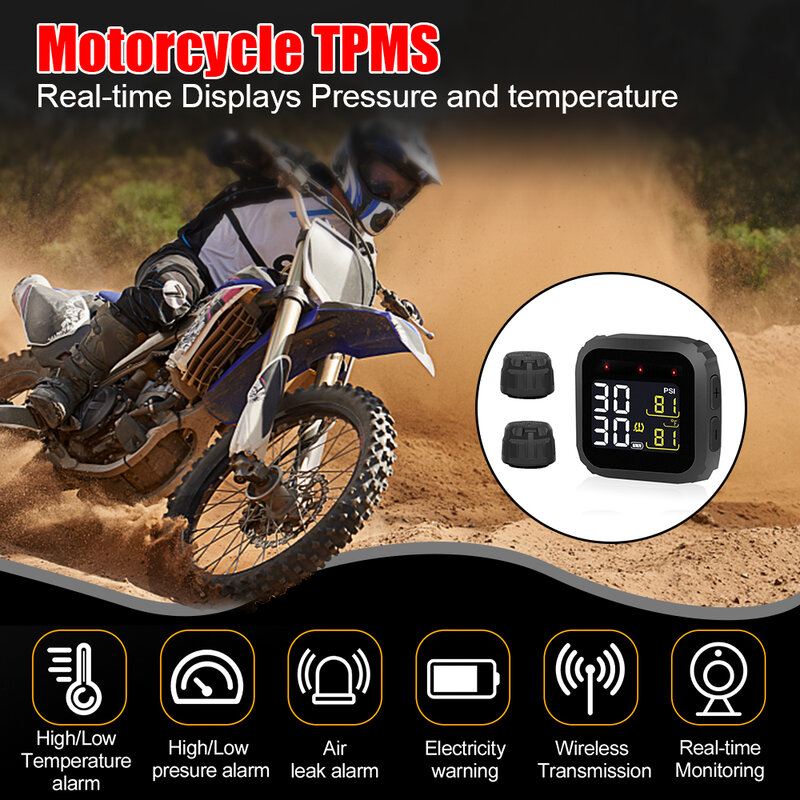 Motorcycle Tyre Sensors TPMS M3 Display Tire Pressure Monitoring System Digital Tester Waterproof Motorbike Test Accessories