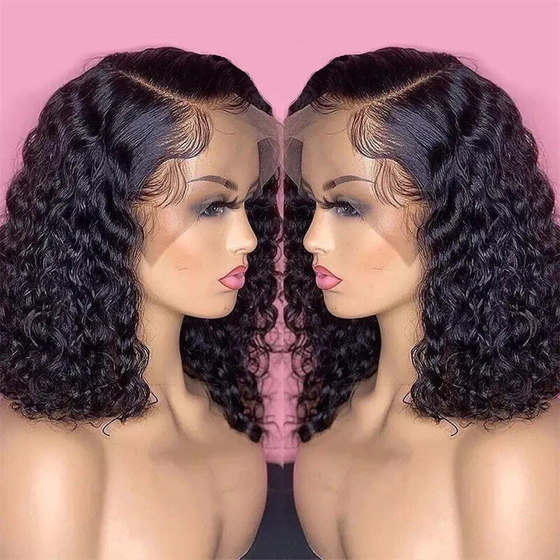 13x4 13x6 4X4 5X5 HD Transparent Lace Front Human Hair Wigs Frontal BOb Deep Wave Wigs 100% Natural Brazilian Hair For Women