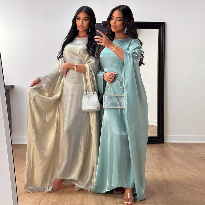 Butterfly Sleeves Abaya Inside Belt Muslim Women Party Long Dress Abayas Dubai Turkey Islamic Clothing Ramadan Eid Kaftan Robe