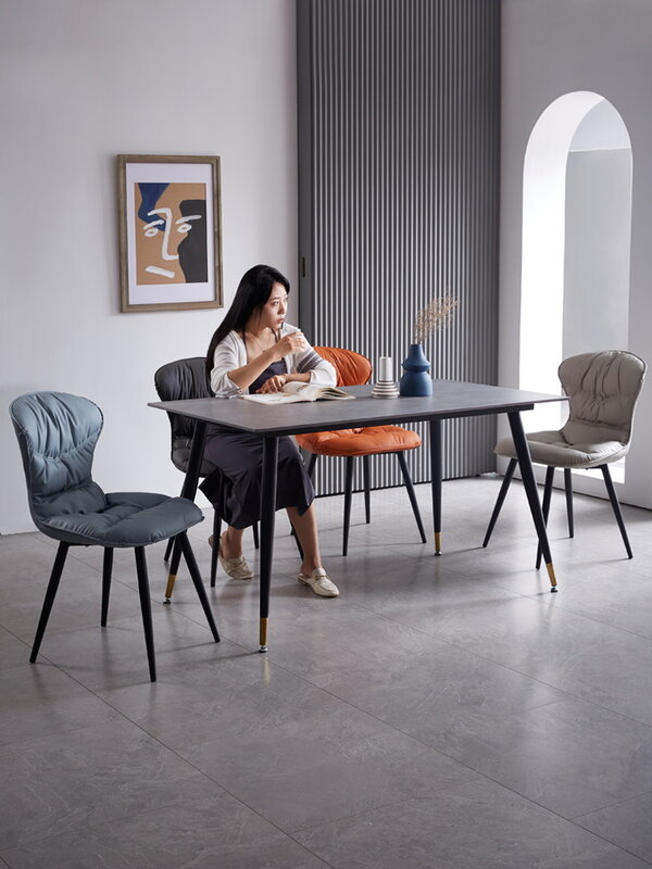 Nordic cadeiras de jantar couro casa sala estar com encosto assentos macios ergonômico móveis cozinha fezes relaxante cadeira mesa