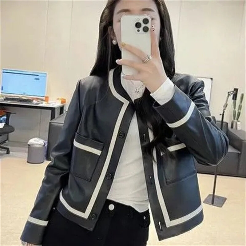 Xiao xiang feng kurze Leder kleidung Frauen Netz Infrarot Set Tide 2023 Frühling/Sommer neue Outwear kleinen und verbesserten ausländischen Stil
