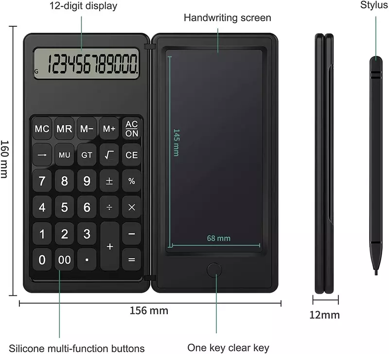 Calculatrice scientifique solaire avec bloc-notes LCD, calculatrice pliable, portable, canonique, professionnelle, bureau, école, étudiants