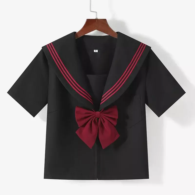 Uniforme scolaire d'étudiant japonais et coréen de style collège orthodoxe noir, uniforme JK pour filles, jupes supérieures de classe trempées de marin Anime Cosplay