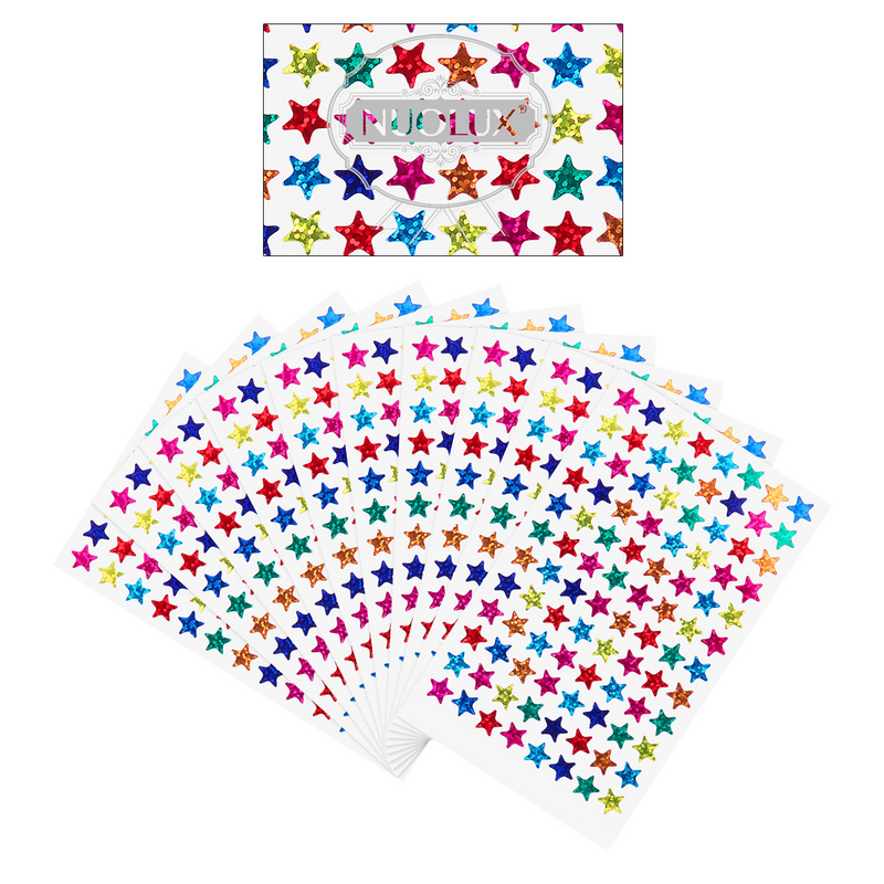 Adesivos adesivos para crianças, Estrelas coloridas, Shiny Sparkle, Self Glitter, Metálico, Etiquetas para professor, Artesanato de Recompensa