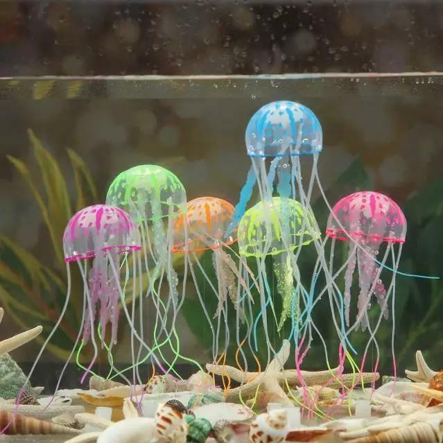 Artificial água-viva luminosa decoração do aquário, ornamento do tanque de peixes, planta viva subaquática, paisagem aquática, nadar