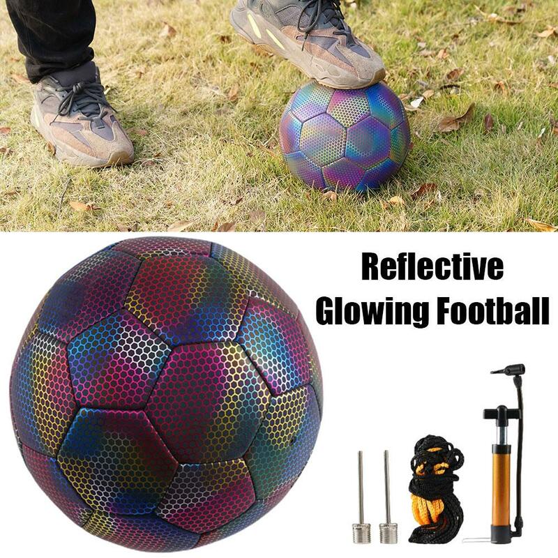 1 Stuks Lichtgevende Reflecterende Voetbal Nacht Gloeiende Voetballen Voor Volwassenen Maat 4 5 Sporttrainingsballen Voetbalcompetitie