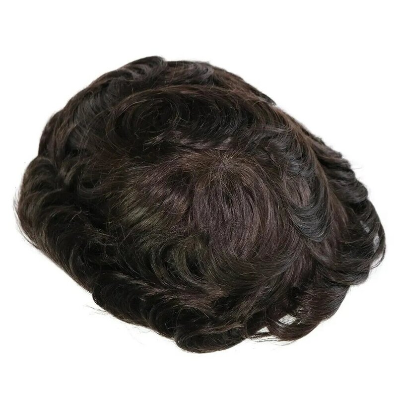 Indetectável Natural Hairline Toupee para homens, Microskin peruca de cabelo humano, cinza loiro, preto, durável, pele fina completa, PU prótese, 1B80
