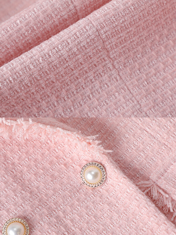 Chaqueta informal de manga larga para mujer, abrigo ajustado de un solo pecho, color rosa, blanco y azul, Otoño e Invierno