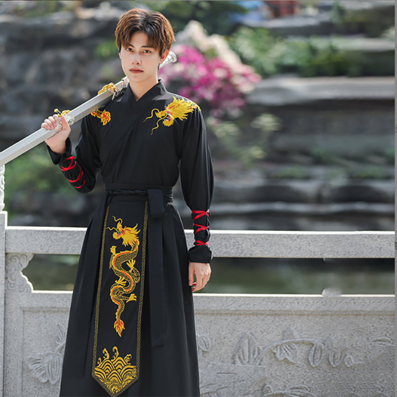 Большой размер 5XL черный ханьфу для мужчин и женщин Традиционная Китайская вышивка ханьфу мужской костюм для косплея на Хэллоуин набор ханьфу фоторазмер 4XL