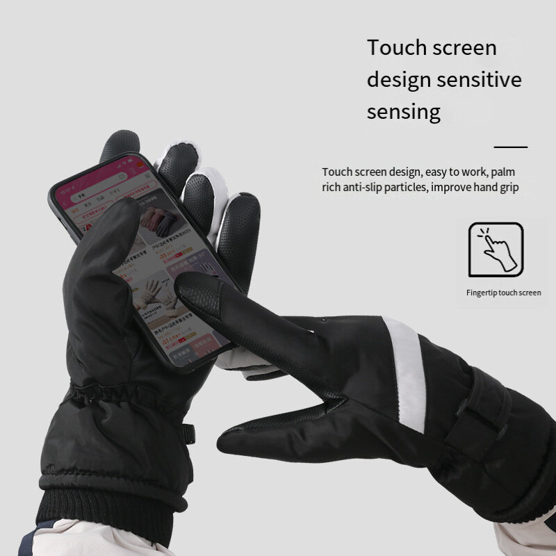 Зимние перчатки с сенсорным экраном, теплые зимние перчатки для мужчин и женщин, ветрозащитные теплые лыжные перчатки для спорта на открытом воздухе, для дорожных гонок