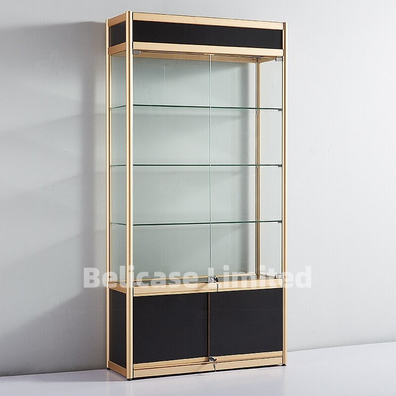 Vitrina de vidrio ligero con marco de madera, tipo personalizado, venta al por mayor