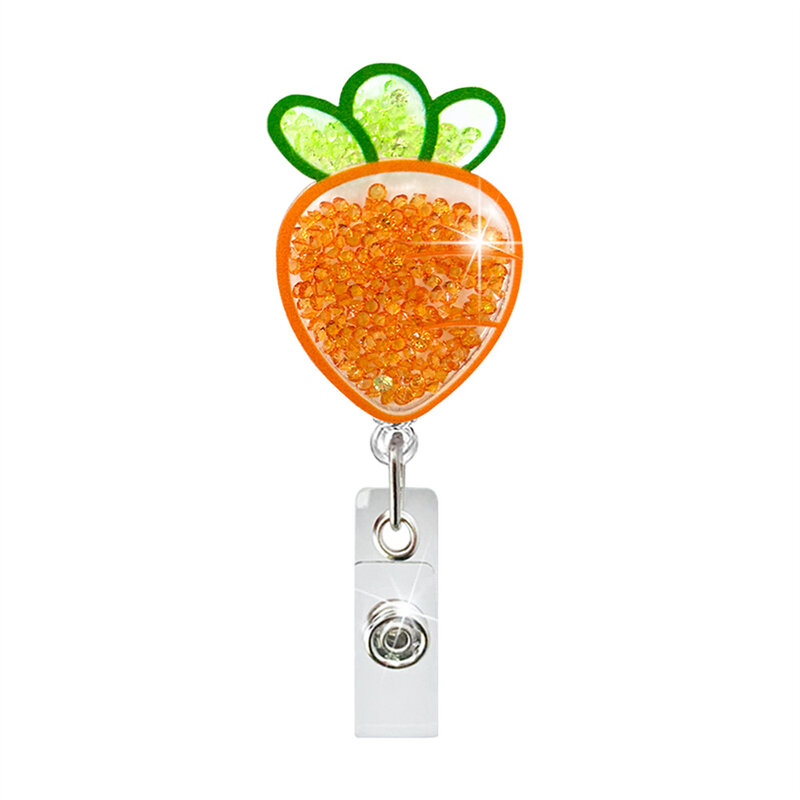 Cute Acrylic Fruits Nurse Doctor Hospital Badge Reel Retractable ID Badge Holder With 360 Rotating Alligator Clip Name Holder