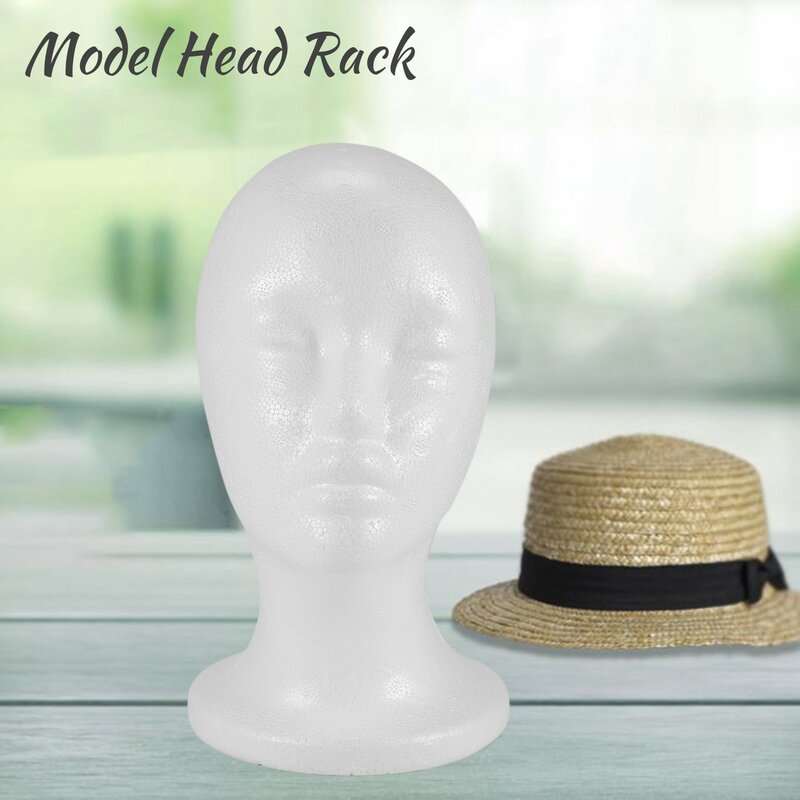 Manekin busa wanita, Model kepala topi Wig Display rak berdiri putih