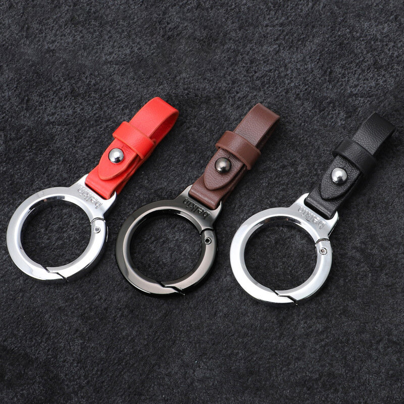 Personalized Anti Loss Key Pendant Leather Keychain Car Key Holder Portable Carabiner Waist Belt Buckle Durable Key Ring For Men