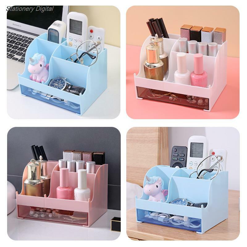 Desktop Organizer Large Capacity Desk Makeup Accessories Pen Holder With Drawer Pencil Storage Box School Office Stationery