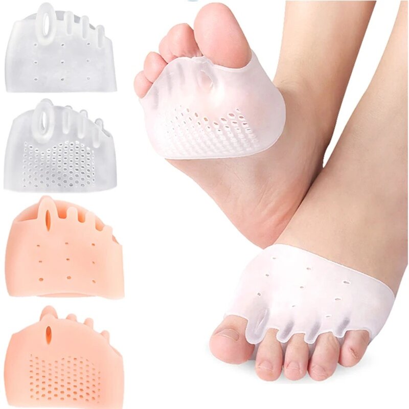 2pcs Silicone Toe Separator Hallux Valgus Corrector Bunion Orthotics Protector Pain Relief Forefoot Pad Socks Foot Care Pedicure
