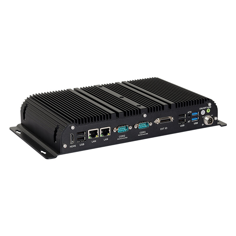 พัดลมอุตสาหกรรมคอมพิวเตอร์ขนาดเล็ก I7-1165G7 2x DDR4ช่องใส่ M.2 NVMe 2x 2.5GbE LAN RS232 RS485 GPIO รองรับ WiFi 4G 5G LTE 9V-36V
