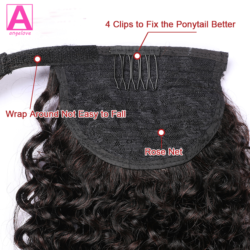 Kucyk ludzka przywieszka do włosów wokół długie głębokie falowane włosy typu Remy rozszerzenia malezja spinka do przedłużania włosów Ins Natural Color Hairpiece