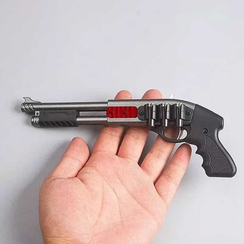 2024 Mini Rubber Band Shotgun Sprayer 8 Bursts of Rubber Band Gun Miniature Model Ornaments Toy Soft Bullet Gun Christmas Gift